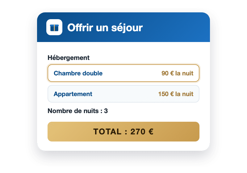 Formulaire de vente d’un séjour en bon cadeau